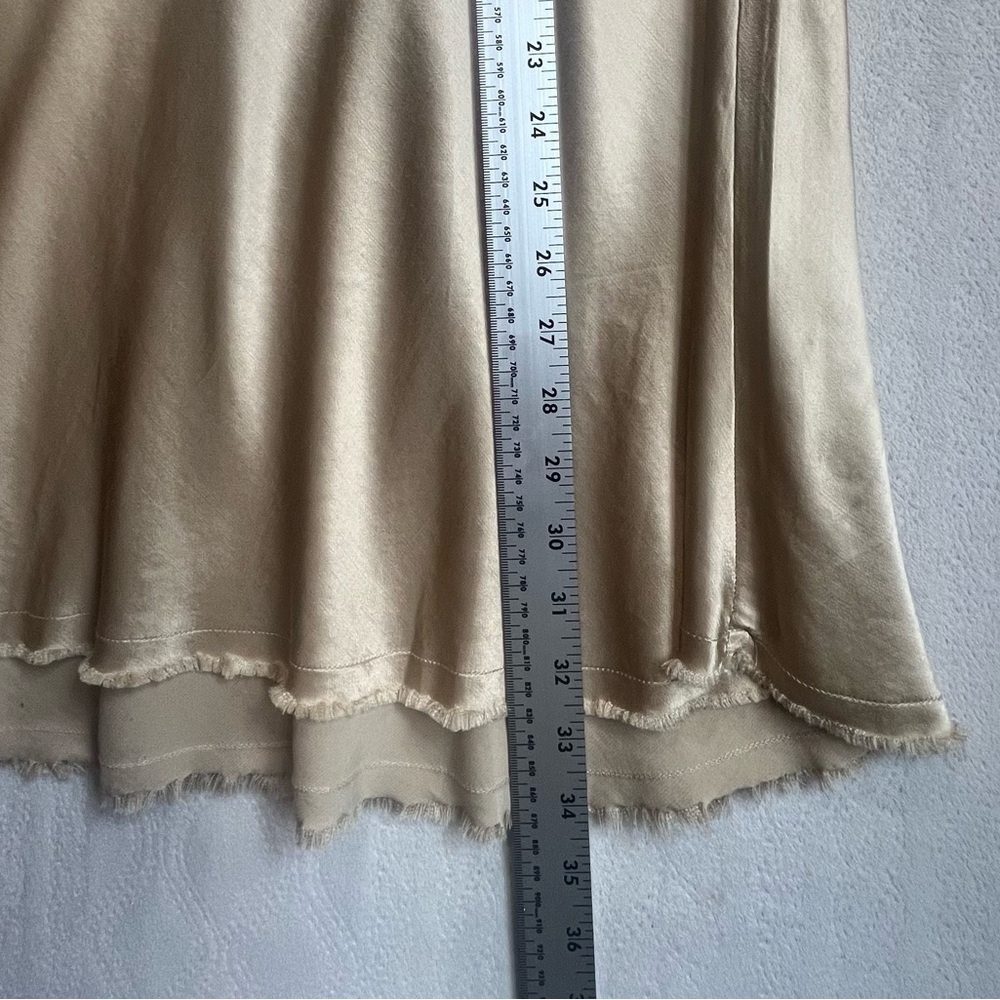 NWT National Ltd Mable Gold Satin Midi Skirt Sz M Bias Cut Elastic Waistband - Picture 8 of 16